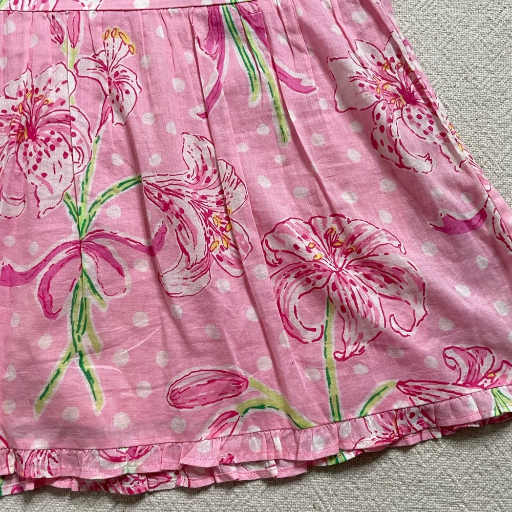 VTG Y2K Lilly Pulitzer Nikita Pink Floral Ruffle Mini Skirt S - Picture 2 of 6